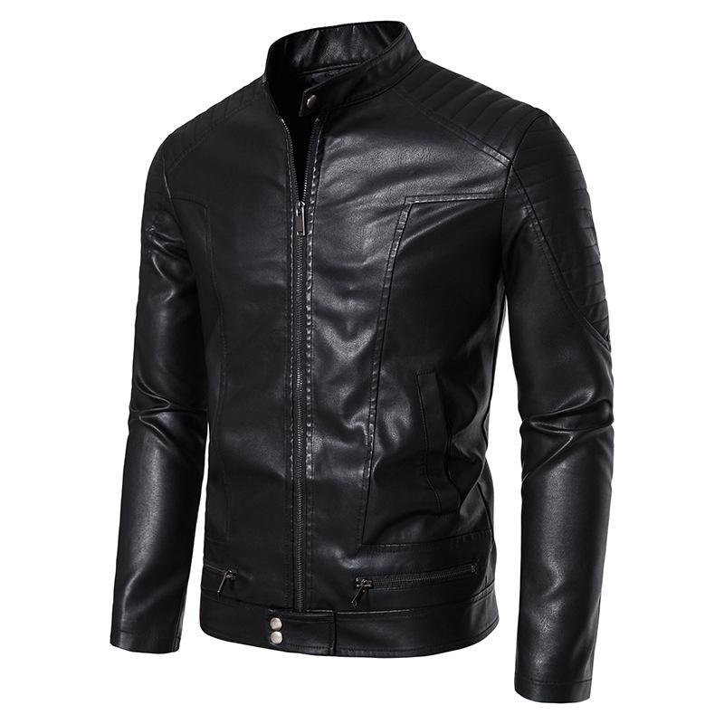 Pu leather jacket men's spring and autumn trend American high street color matching baseball jersey ins ruffian handsome Hong Kong style loose jacket