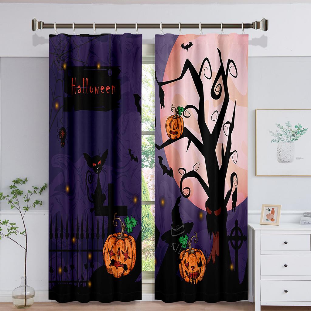 Happy Halloween Castle Тыква Ведьма Луна Окно Шторы для Детей Гостиная Спальня Ванная Кухня Дверь Шкаф Декор Крючки