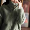 Autumn and Winter Stand-up Collar Fleece Thickened Warm Jacket Casual Zipper Cardigan Coral Fleece Sweater Women's Tide