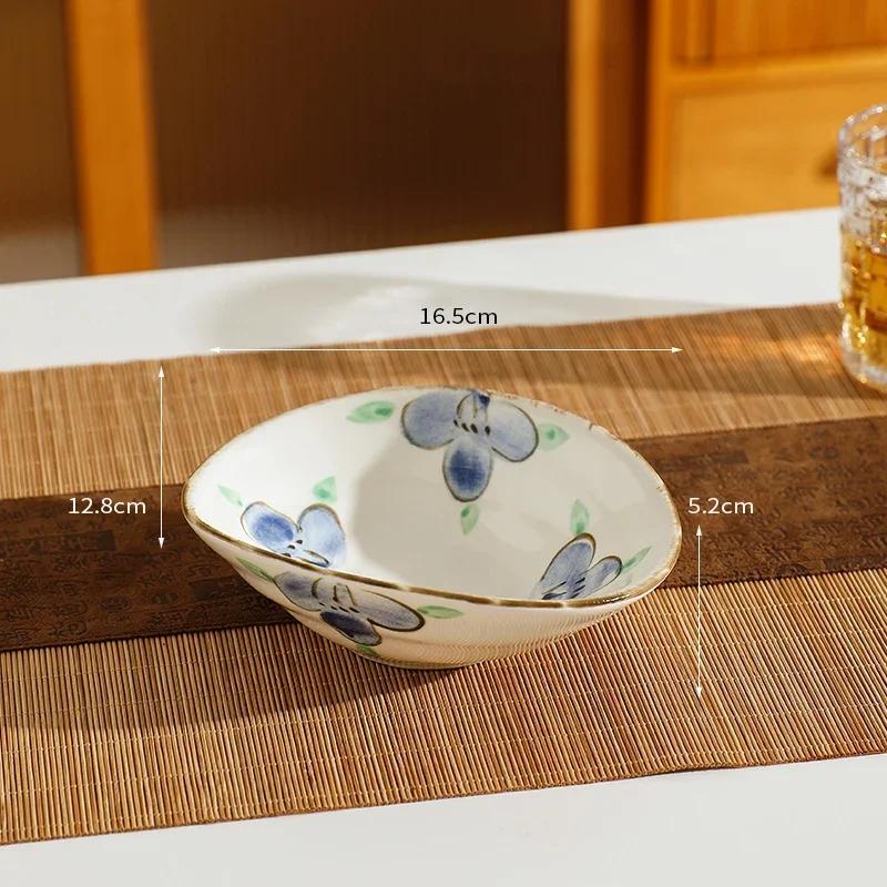 Творческая нестандартная керамическая тарелка с ретро-цветами, расписанными вручную, обеденные тарелки, домашние тарелки для завтрака, салата, фруктов, изысканная столовая посуда