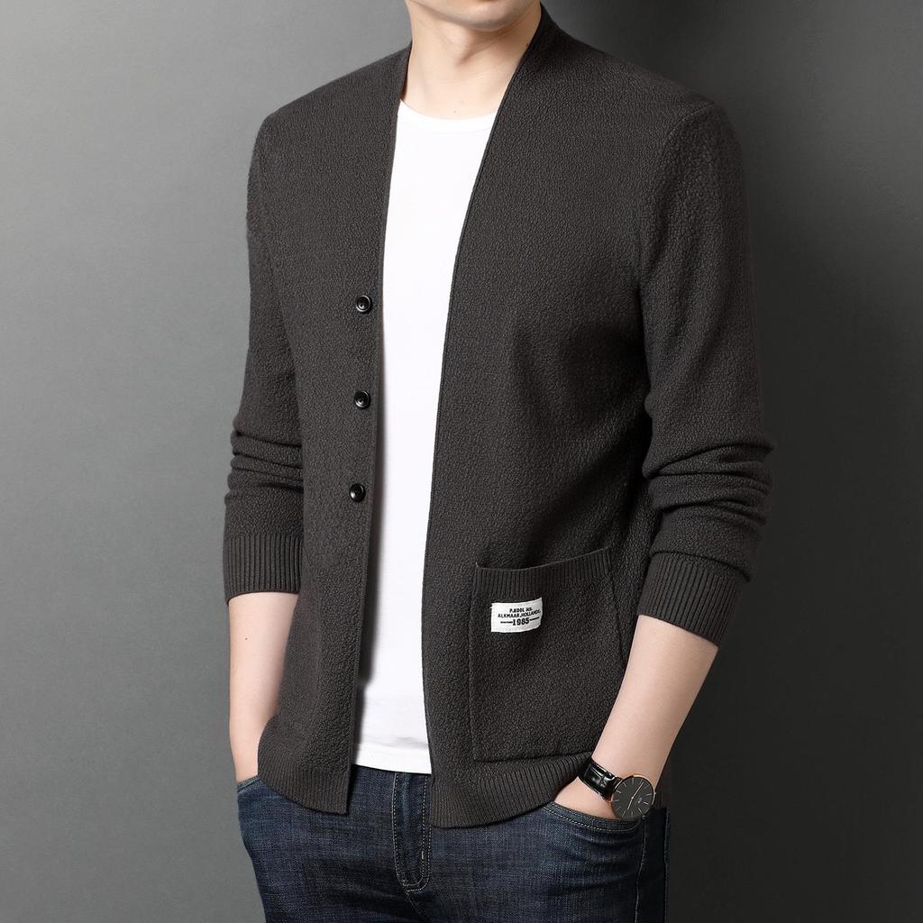 New Men's Knitted Outerwear Men's Sweater Jacket Casual Trend Versatile Long-sleeved Cardigan Top
