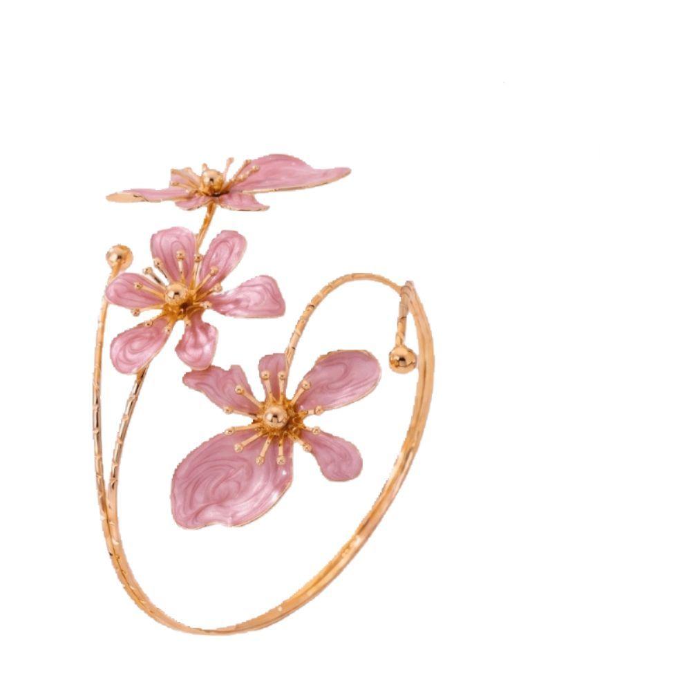 Enamel Glaze Open Arm Bangle Retro Floral Armband Fashion Accessories Flower Bracelet Party