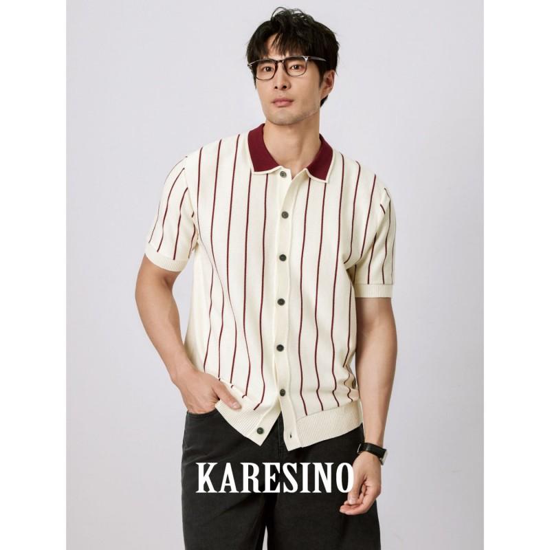 2026 Striped Slim Fit Short Sleeve Polo Shirts Men Teenagers Casual Tops