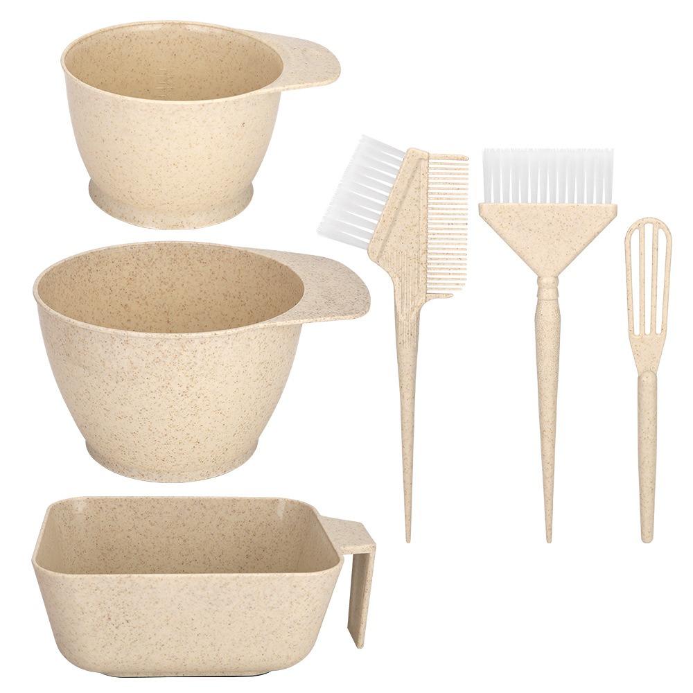 6Pcs 4 Colors Hair Dye Tools Set Hairdressing Mixing Bowl Brush Set for Stylist