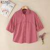 Женская повседневная летняя блузка с отложным воротником и коротким рукавом