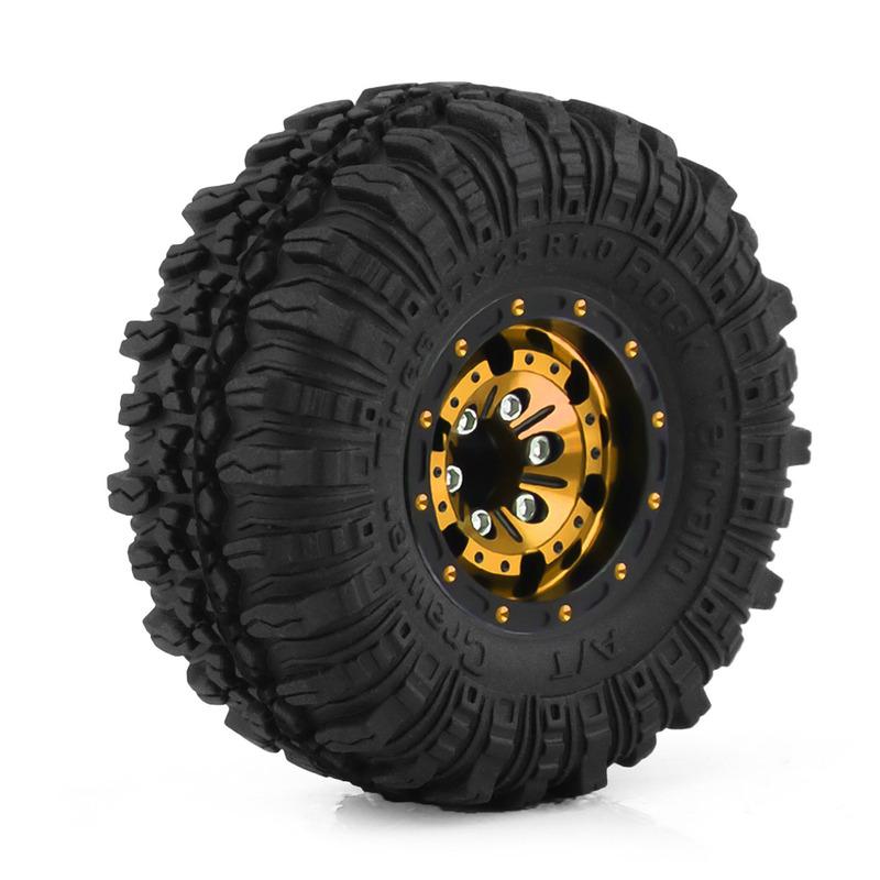 4pcs scx24 beadlock wheels scx24 tires 1.0 beadlock wheels 1.0 crawler trx4m tires 1/18 1/24 RC Crawler Car Axial AX24 FMS FCX2