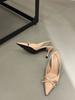 Pointed Bow Bag Head Sandals Women's 2025 Summer New Back Strap French Stiletto Middle Heel Shoes High Heel Single Shoes