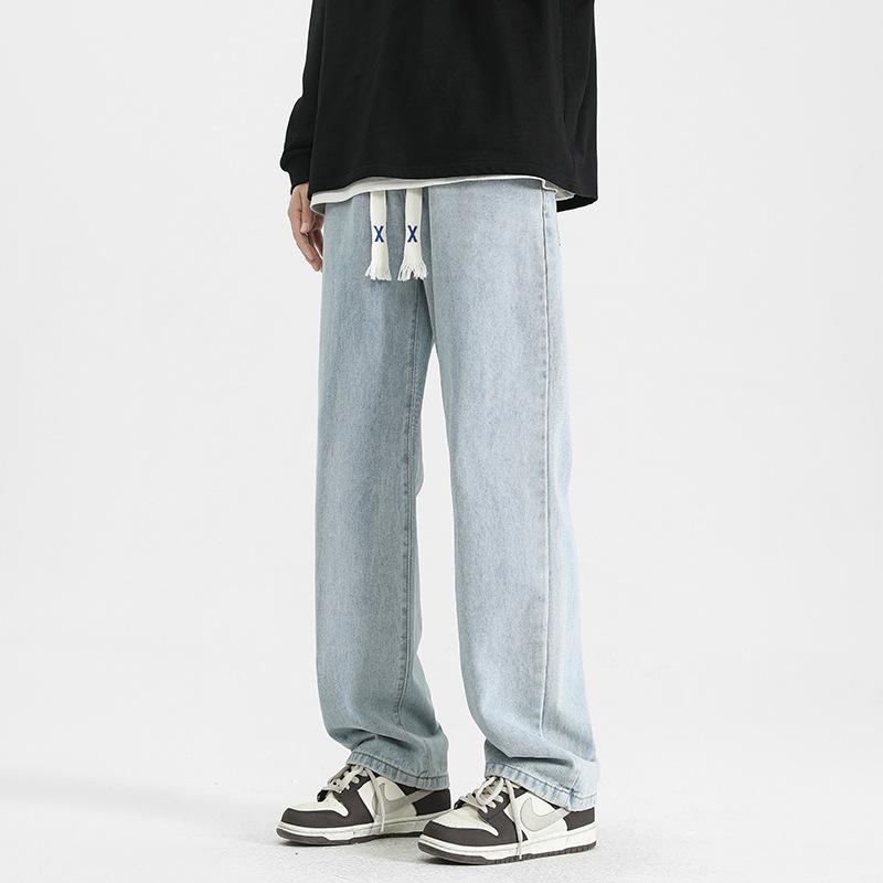 Прямые джинсы мужские весна и осень универсальные свободные уличные широкие брюки повседневные длинные брюки мужские