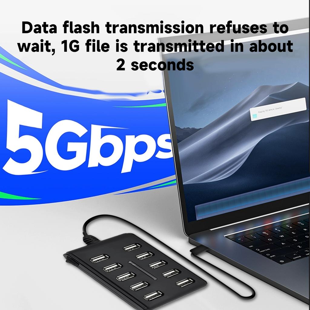 10-портовая док-станция USB 2.0 Портативный многофункциональный хаб Высокоскоростной мульти-линк USB-разветвитель для мобильного телефона, планшета