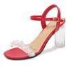 High Heels Ladies Flower Rhinestone Transparent High Heel Sandals