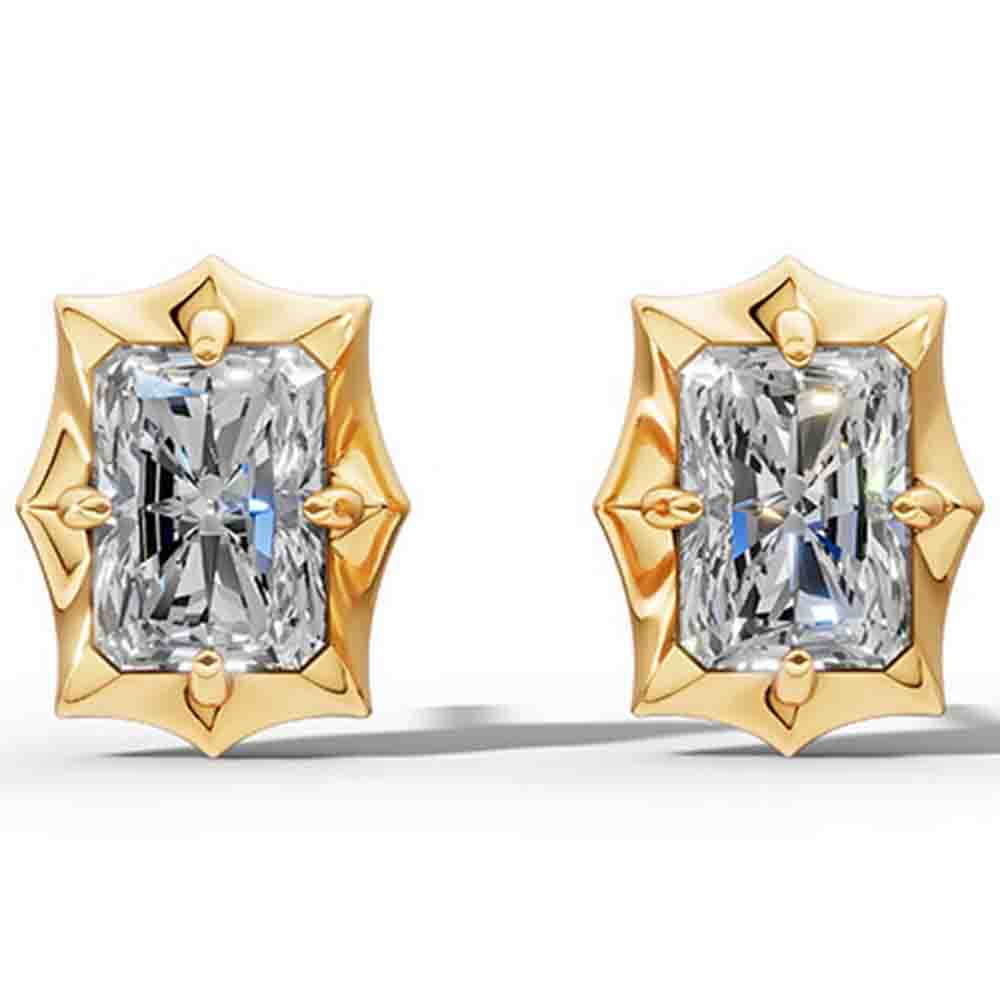WUIHA Stylish 925 Sterling Silver 2 CT Emerald Cut D Color Real GRA Moissanite Diamonds Studs Earrings Fine Jewelry Pass Test
