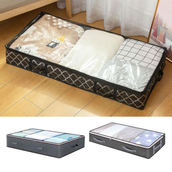 Foldable Underbed Storage Bag with Reinforced Handle Portable Large Capacity Clothes Quilt Bag Dustproof Organizer