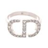 Used CD Logo Ring Stainless Steel Rhinestone Silver Clear Used