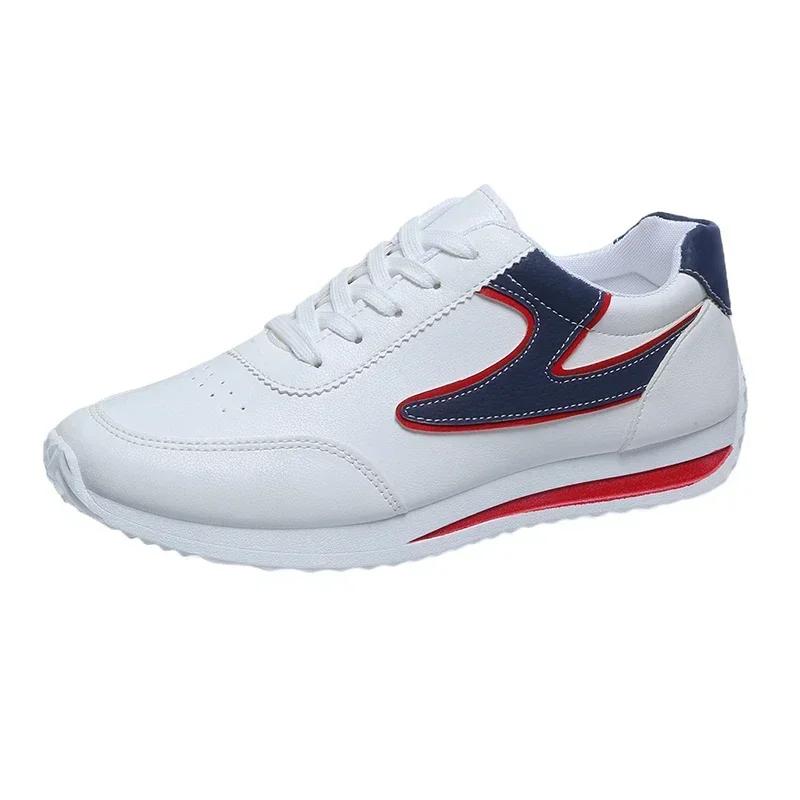 Модные весенние новые женские кожаные кроссовки из полиуретана, женские маленькие белые туфли, модные удобные кроссовки на каждый день, легкие повседневные кроссовки для бега