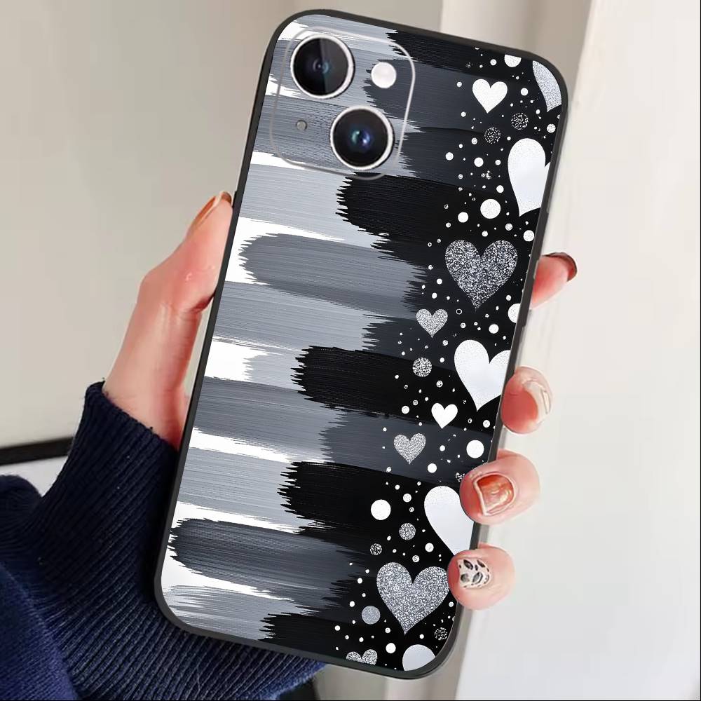Y2k I-INS Graffiti Phone Case For iPhone 16,15,14,13,12,17,Pro Max,Plus Silicone Black Case