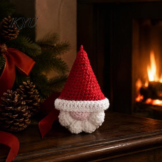 Faceless Gnome Decorations Hand Crochet Christmas Ornaments, Knitted Hanging Decorations, Small Tree Charms Yarn Elf Pendants for Home Door Car Decor