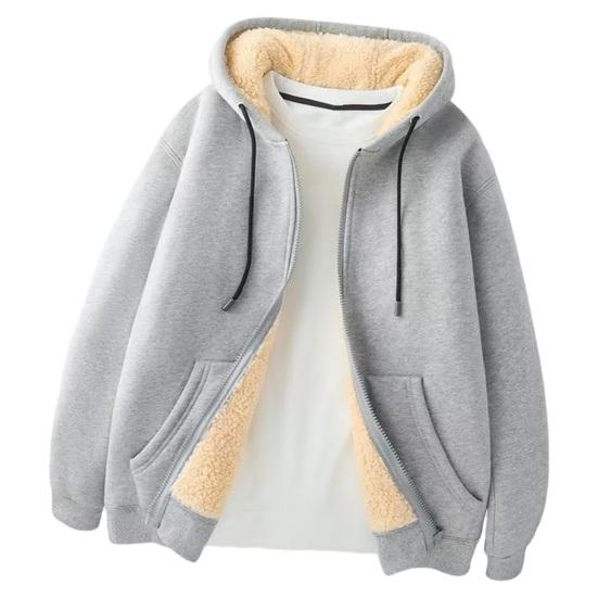 Мужское зимнее пальто, толстый мягкий плюшевый кардиган с капюшоном на шнурке и длинными рукавами, теплая однотонная мужская куртка