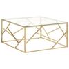 VidaXL Coffee Table Golden Stainless Steel and Tempered Glass 349954