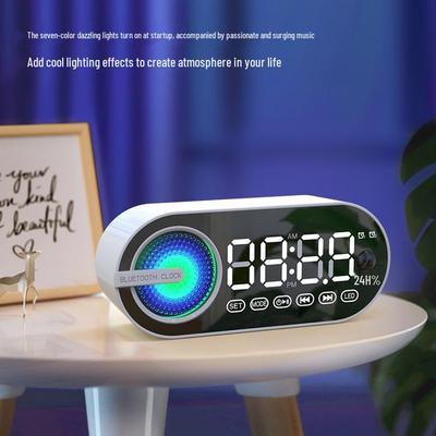 Мини Зеркальный Будильник Bluetooth-Колонка с TF-слотом, Цветные Огни, Мощный Бас, FM, Портативная Подарочная Колонка.
