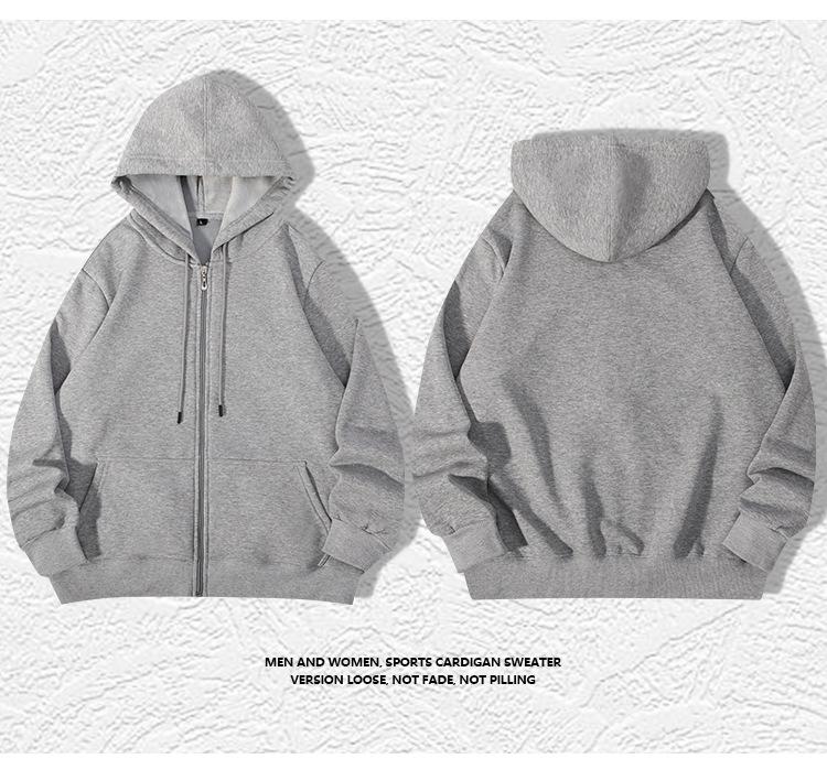 Plus Size Hoodie Men Autumn Winter Fleece Hoodies Solid Color Jacket Hoodies