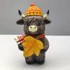 1/2Pcs Highland Cow Ornament Window Sill Cow Ornament Halloween Party Resin Decor Indoor Outdoor Decoration 1/2