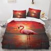 Flamingo Deko Bedding Set, Flamingo Duvet Cover Set 2pcs with 1 Pillowcase 75x50cm, Soft Microfiber Winter Bedding with Zipper