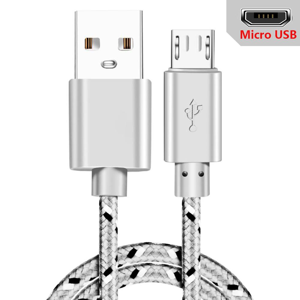 Кабель Micro USB 1 м/2 м/3 м USB-кабель для синхронизации данных и зарядки для телефонов Samsung Huawei Xiaomi HTC Android, нейлоновые кабели MicroUSB в оплетке