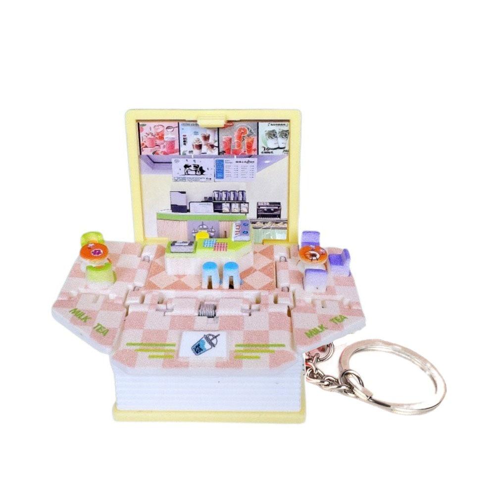 Foldable Bag Funny Pendant Novelty Finger Key Rings Fashion Mini 3D Book Keychains  Birthday Gift