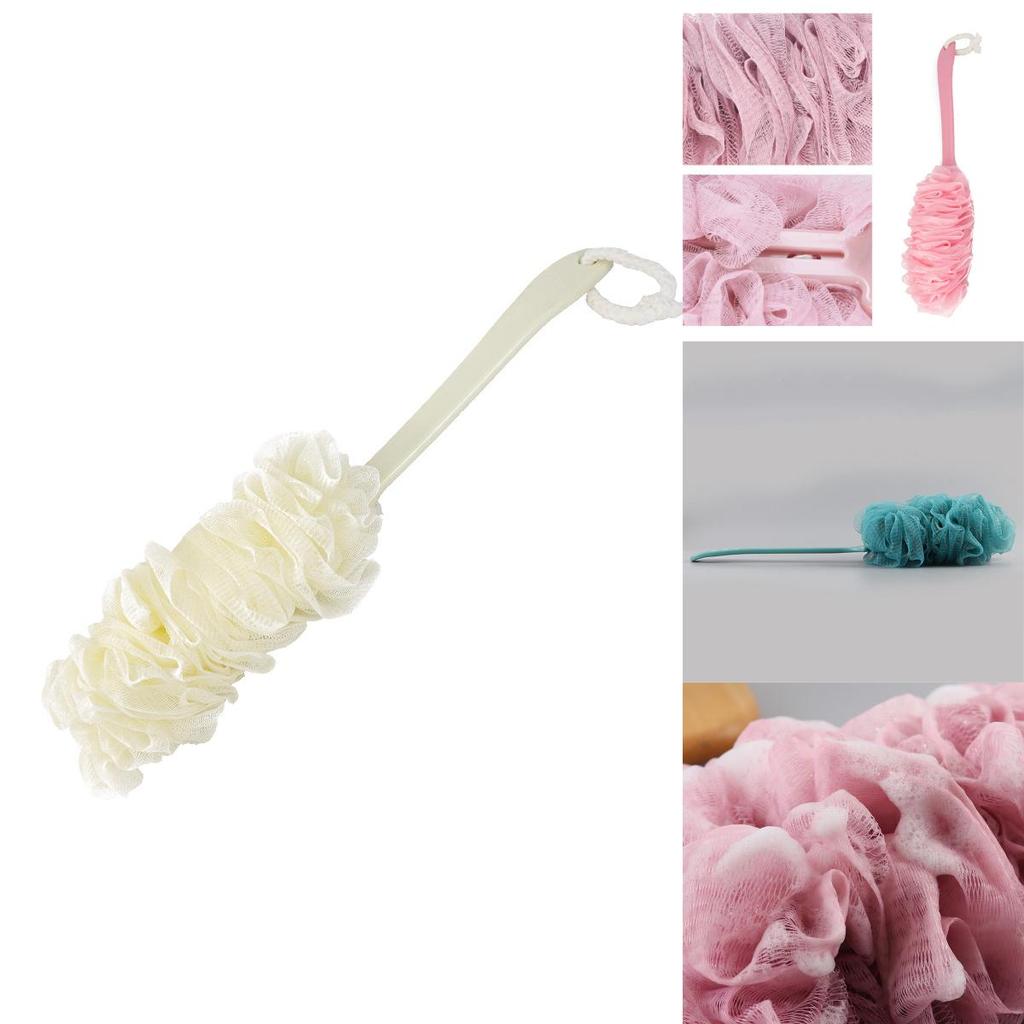 Ergonomic Long Handle Back Shower Brush With Mesh Loofah For Deep Cleansing And Skin Care