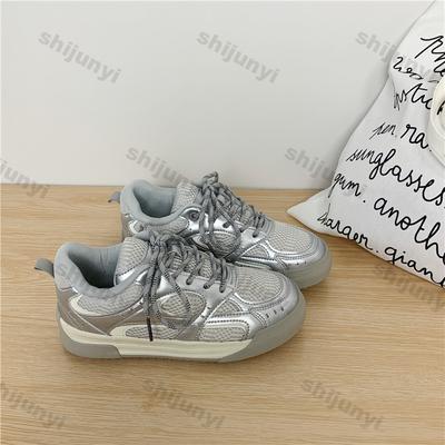 Женские повседневные туфли на плоской подошве 2025 Весна Лето Сетчатые Дышащие Нескользящие Кроссовки На шнуровке Удобная Вулканизированная обувь