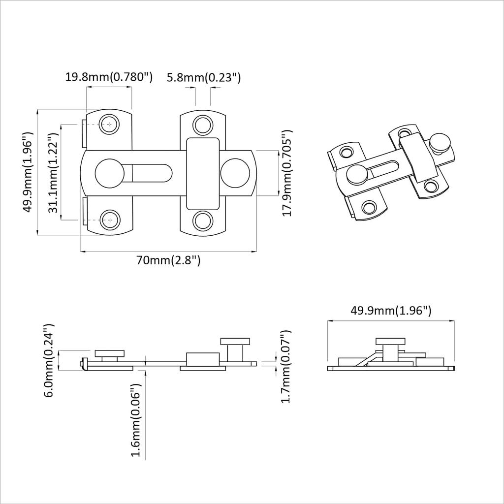Door Catch 2 pcs Silver 70 x 8 mm Steel