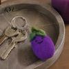 Handmade Backpack Charm Felt Cartoon Vegetable Fruit Keychain, Garlic Pearl Mangosteen Corn Eggplant Travel Suitcase Tag Pendant Pepper Keyring