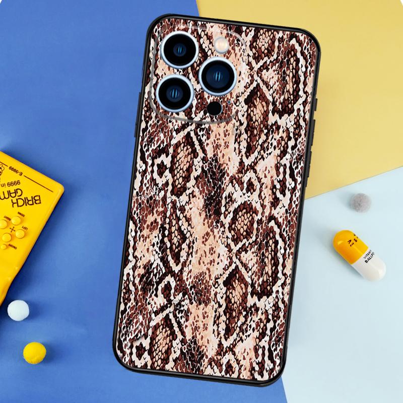 Snake Texture Phone Case For iPhone 17 16 15 14 13 11 12 Pro Max mini 15 16 Plus 16e 17 Air Bumper Cover