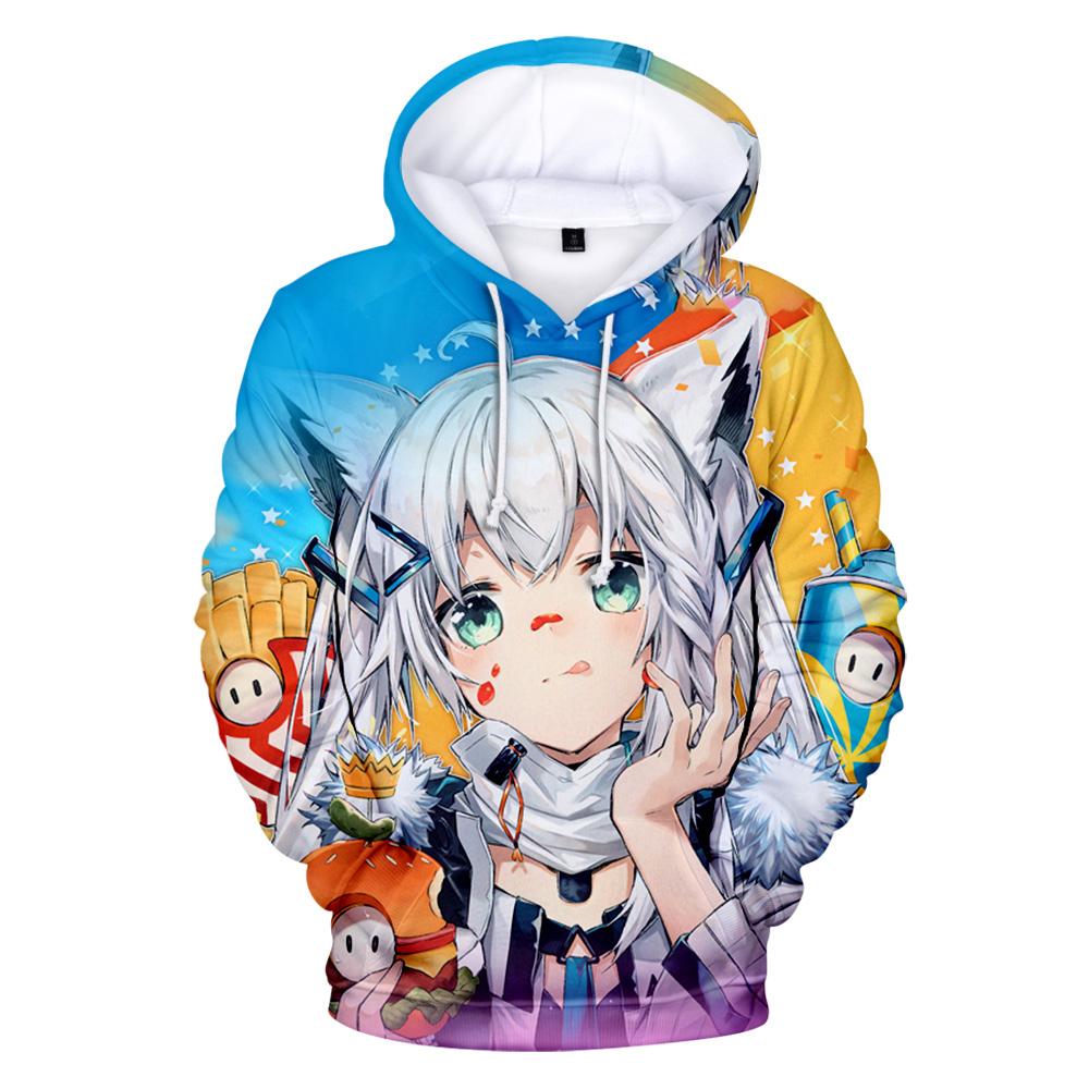 Толстовки Kawaii Shirakami Fubuki для девочек и мальчиков, детские толстовки с героями мультфильмов Shirakami Fubuki, одежда для мужчин и женщин, толстовки для косплея в стиле аниме