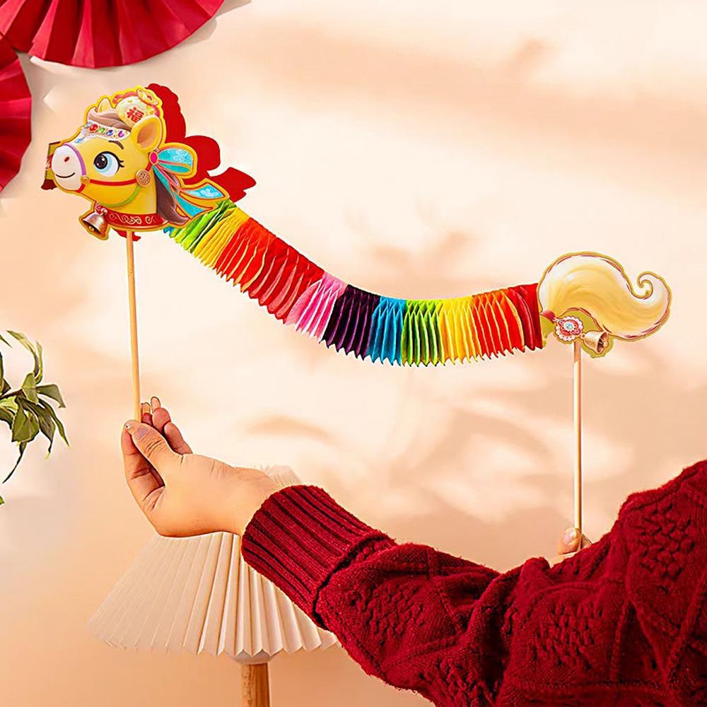 Мультяшный китайский бумажный танцующий конь 3D Новогоднее украшение Дракон Конь Игрушка Декор для гостиной дома