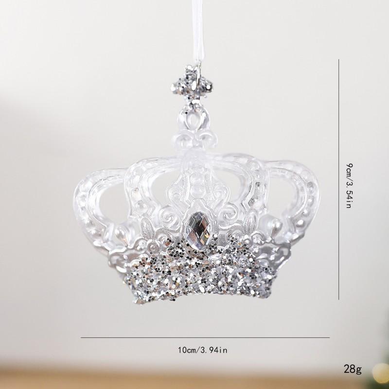 Transparent Gradient Snowflake Christmas Tree Ornament Acrylic Reindeer Bell Hanging Decor Holiday Party