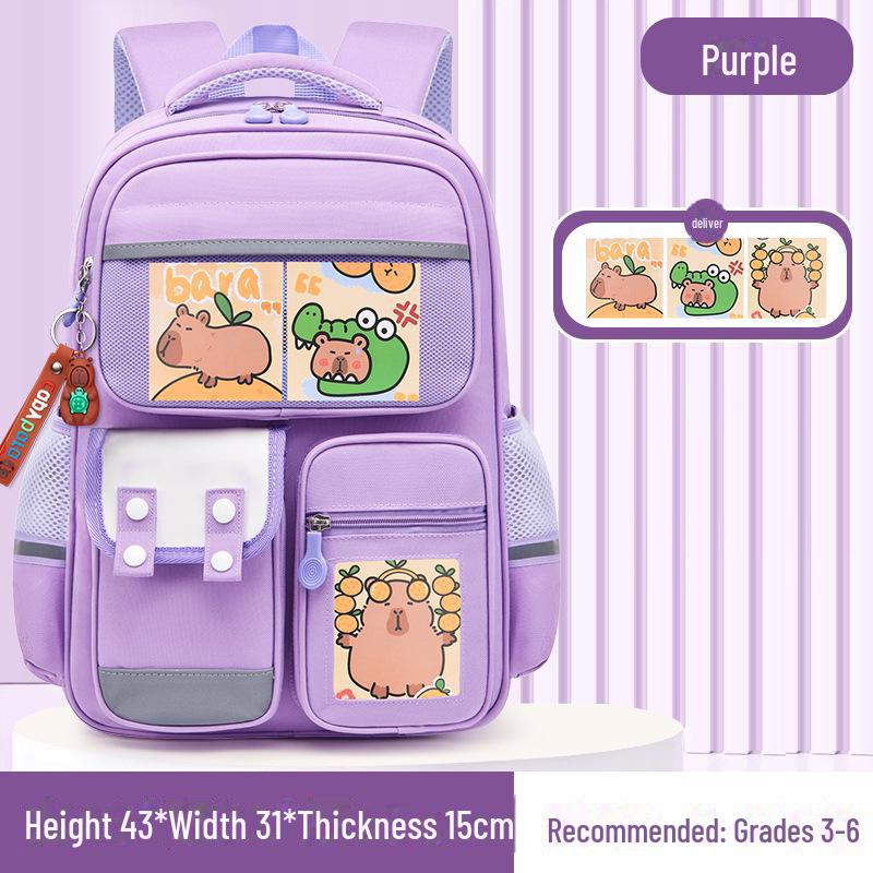 Рюкзак большой вместимости с капибарой для 1-6 классов - Милый и грязеотталкивающий дизайн для мальчиков и девочек