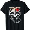 Папа Скелет Хэллоуин Пиво Пицца Смешная Беременность Пара Мужская Футболка