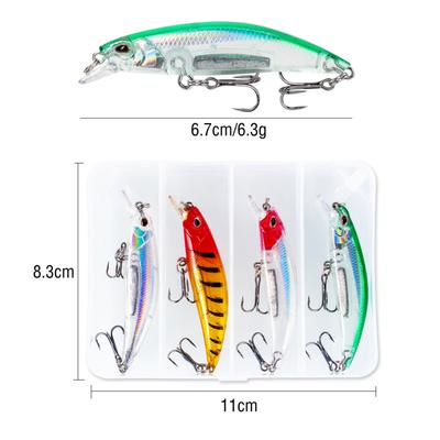4PCSLure Bait Box with minnows7cmFishing Bait Long-distance Casting Hard Bait Micro Bait Combination Fishing Gear Product