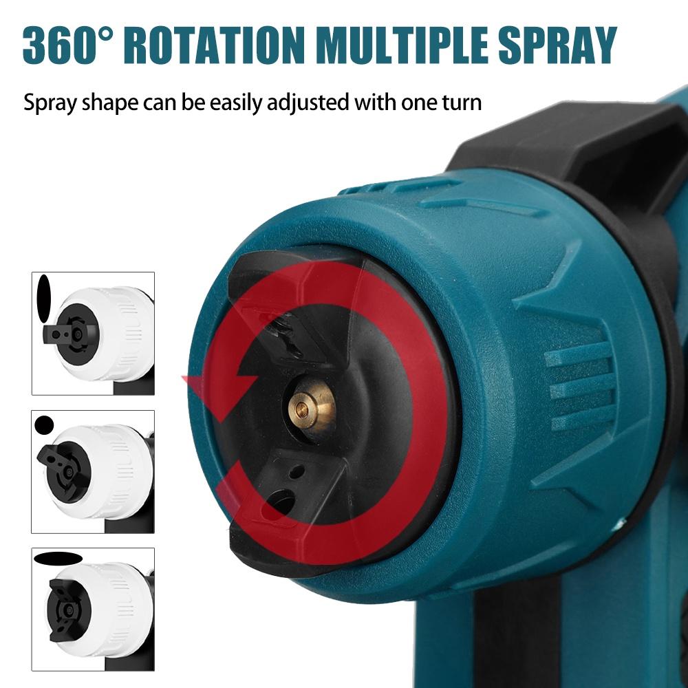 1500W 800ML 88VF Cordless Electric Spray Gun with 3Nozzle Flow Control Airbrush High Power Paint Sprayer