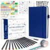 Feela System Organizer Synthetic A5 Dot Pen Navy Set, Leather, Size, Grid, Included,