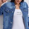 Женская однотонная джинсовая повседневная однобортная куртка с длинными рукавами