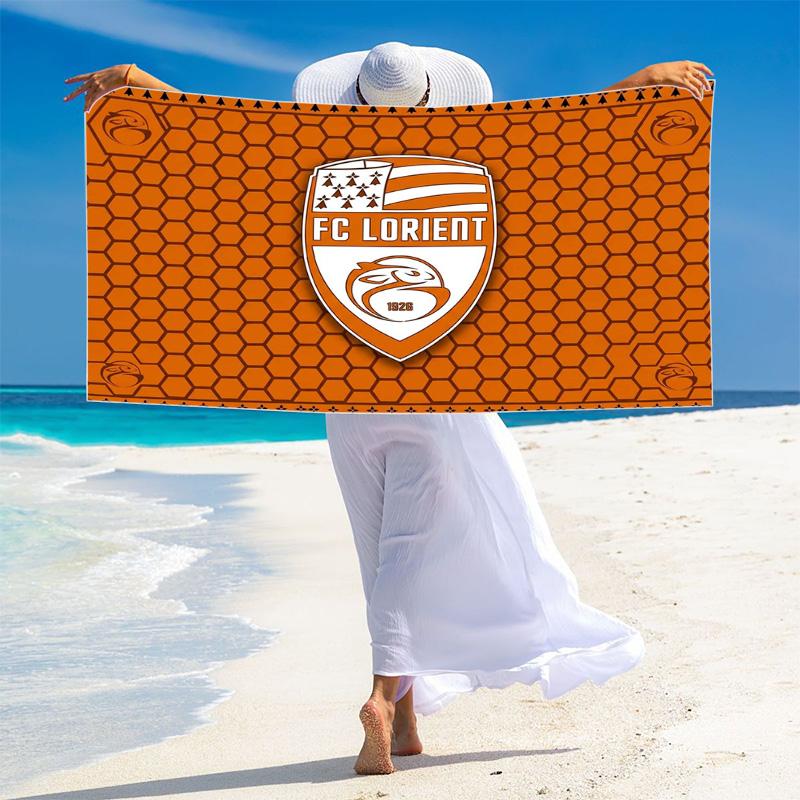 FC Lorient Print Beach Towel, Large Soft Quick Dry Towel for Beach Camping Swimming