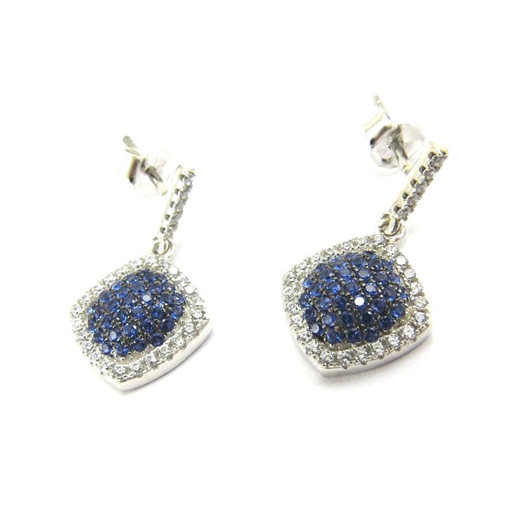 Les Trésors De Lily [L3732] - Silver Earrings 'Sissi' Blue White Silver (rhodium-plated) - 20x9 Mm