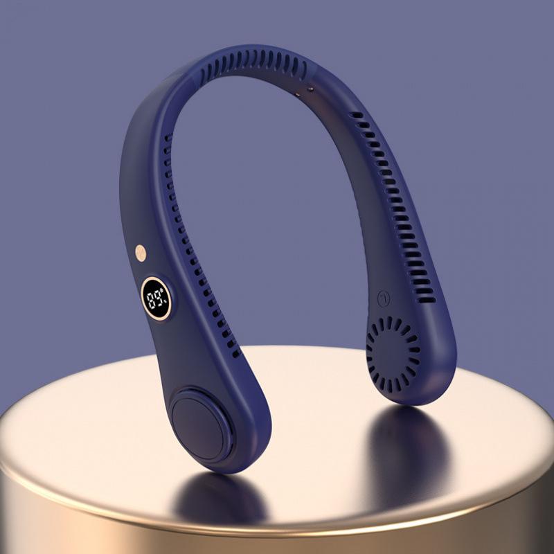 Бесшумный цифровой шейный вентилятор: Безлопастной, Перезаряжаемый через USB, Многоскоростной, Компактный дизайн для занятий спортом на открытом воздухе