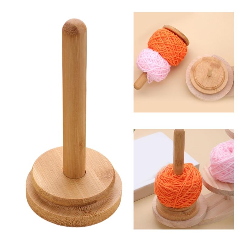 Wood Yarn Holder Rotatable Yarn Spool Holder Portable Yarn Dispenser Knitting Yarn Organizers Yarn Thread Spool Holder