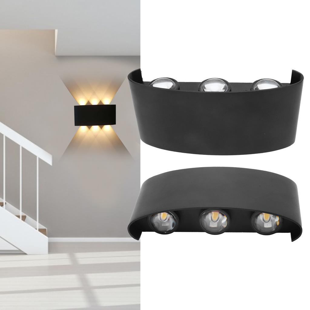 6W LED Wall Light Aluminium Black Shell Warm Light Up Down Lighting Decoration Wall Lamp AC85‑265V
