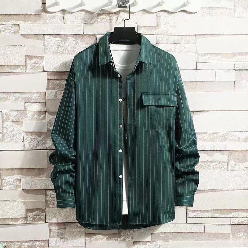 Рубашка унисекс с длинным рукавом в гонконгскую клетку: Модный, свободный крой, ретро-корейский стиль на все времена года