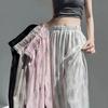 Women's High Waist Wide-Leg Drape Trousers - Slimming, Floor-Length, Casual Spring/Autumn Design