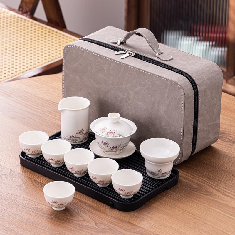 Ceramic portable travel tea set set, home gift, souvenir, business company, high-end gift for clients